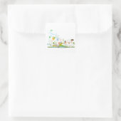 Niedliche Kitty Reading ein Buch. Quadratischer Aufkleber (Tasche)