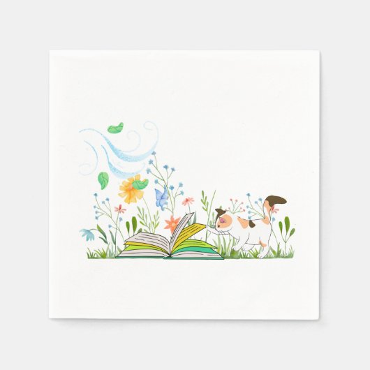 Niedliche Kitty Reading ein Buch. Serviette (Vorderseite)