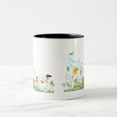 Niedliche Kitty Reading ein Buch. Zweifarbige Tasse (Mittel)