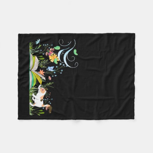 Niedliche Kitty Reading im Garten Fleece Blanket (Vorderseite (Horizontal))