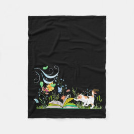 Niedliche Kitty Reading im Garten Fleece Blanket