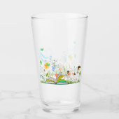 Niedliche Kitty Reading im Garten Glas (Vorderseite)