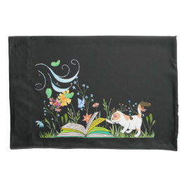 Niedliche Kitty Reading im Garten Kissenbezug