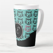 Niedliche Kitty (schwarz, aquamarin und rosa) Milchtasse (Rechte Ecke)