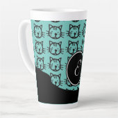 Niedliche Kitty (schwarz, aquamarin und rosa) Milchtasse (Linke Ecke)