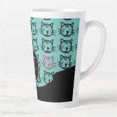 Niedliche Kitty (schwarz, aquamarin und rosa) Milchtasse (Rechts)