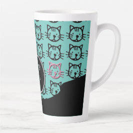 Niedliche Kitty (schwarz, aquamarin und rosa) Milchtasse