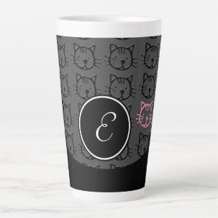 Niedliche Kitty (schwarz, dk grau und pink) Milchtasse