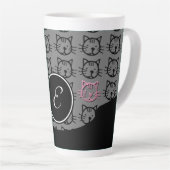 Niedliche Kitty (schwarz, grau und rosa) Milchtasse (Rechte Ecke)