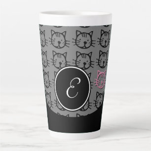 Niedliche Kitty (schwarz, grau und rosa) Milchtasse