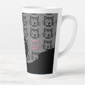 Niedliche Kitty (schwarz, grau und rosa) Milchtasse (Rechts)