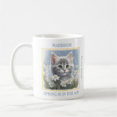 Niedliche Kitty Spring Flowers Katzenübername Blau Kaffeetasse (Links)