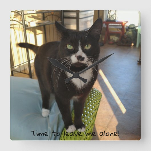 Niedliche Kitty-Uhr Quadratische Wanduhr (Vorderseite)