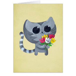 Niedliche Kittykatze und -Blumen