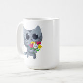 Niedliche Kittykatze und -Blumen Kaffeetasse (Vorderseite Links)