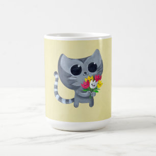 Niedliche Kittykatze und -Blumen Kaffeetasse