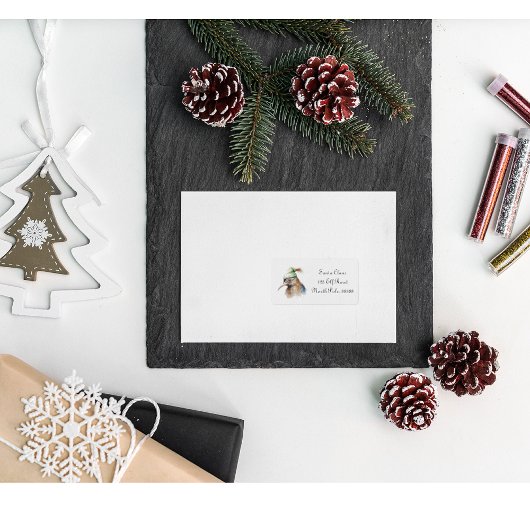 Niedliche Kiwi Bird in Christmas Elf Hat, Brauch Adressaufkleber