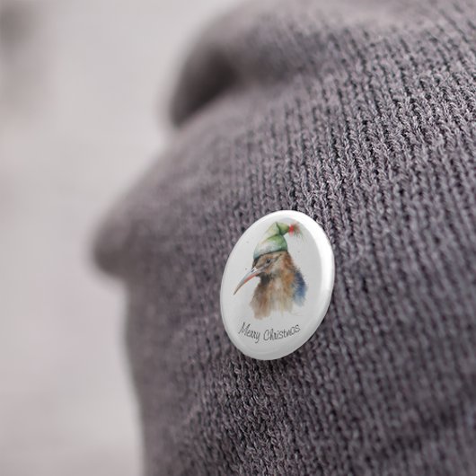 Niedliche Kiwi Bird in Christmas Elf Hat, Brauch Button