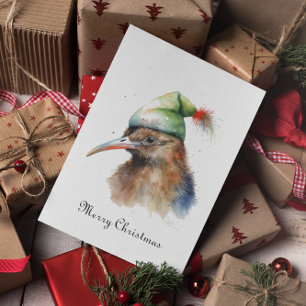 Niedliche Kiwi Bird in Christmas Elf Hat, Brauch Feiertagskarte