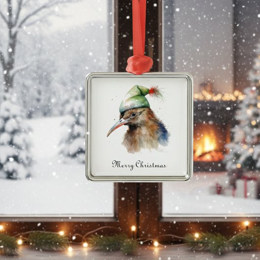 Niedliche Kiwi Bird in Christmas Elf Hat, Brauch Ornament Aus Metall