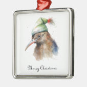 Niedliche Kiwi Bird in Christmas Elf Hat, Brauch Ornament Aus Metall (Links)