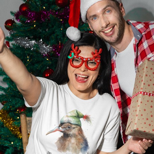 Niedliche Kiwi Bird in Christmas Elf Hat, Brauch T-Shirt
