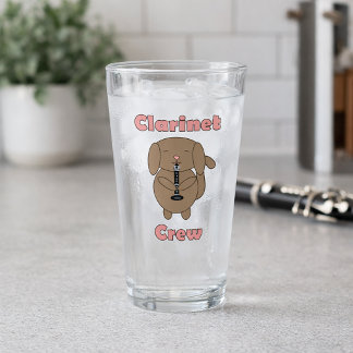 Niedliche Klarinetten-Crew Brauner Hund Klarinette Glas
