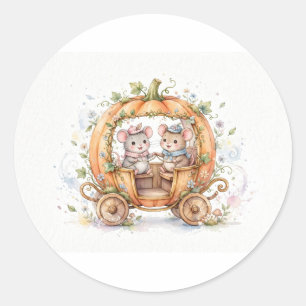 Niedliche klassische runde Sticker mit Mäusen und