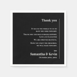 Niedliche klassische Schwarz-weiße Hochzeit Dankes Serviette