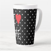 Niedliche klassische Schwarz-weiße Polka Dot Red H Milchtasse (Rechte Ecke)
