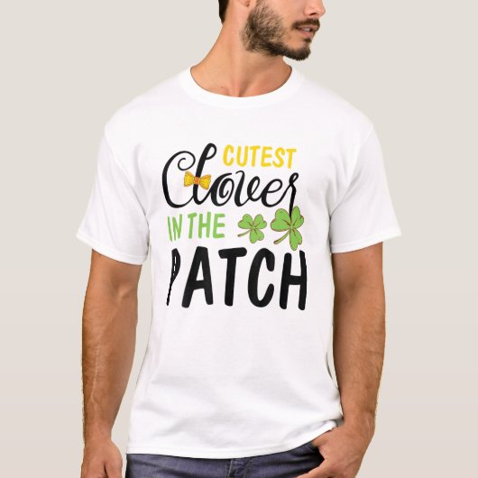 Niedliche Klee im Patch Funny St Patricks Graph T-Shirt (Vorderseite)