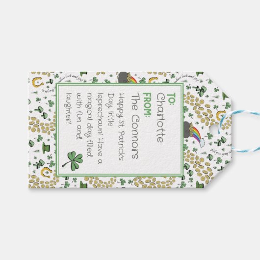 Niedliche Kleeblatts Patente St Patricks Tag BIS Geschenkanhänger (Vorderseite (Horizontal))