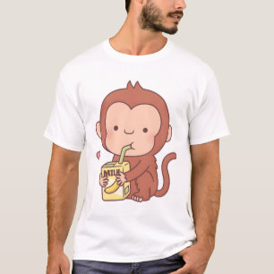 Niedliche Kleine Affen Lieben Bananenmilch T-Shirt