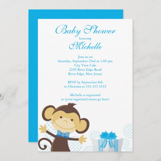 Niedliche kleine Affendusche Einladung (Vorne/Hinten)