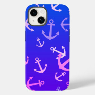 Niedliche kleine Anker auf blauem/Lila Licht Case-Mate iPhone 14 Hülle