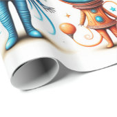 Niedliche kleine Außerirdischen Geschenkpapier (Rolleneckpunkt)