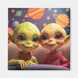 Niedliche kleine Außerirdischen Ork- und Erk-Magne Magnet