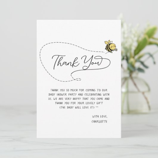 Niedliche Kleine Bee Baby Dusche Dankeskarte (Stehend Vorderseite)