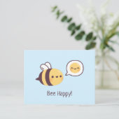 Niedliche Kleine Biene Doodle Bee Happy Postkarte (Stehend Vorderseite)
