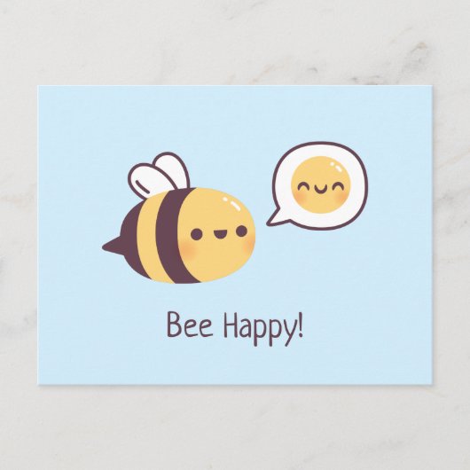 Niedliche Kleine Biene Doodle Bee Happy Postkarte (Vorderseite)