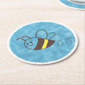 Niedliche Kleine Biene Flying Blue Wassercolor Bab Runder Pappuntersetzer (Angewinkelt)