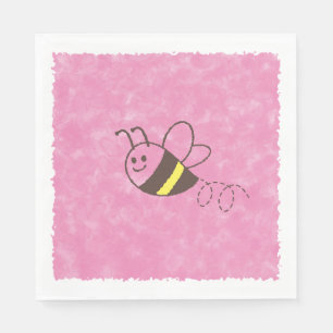 Niedliche Kleine Biene Flying Pink Aquarell Kinder Serviette