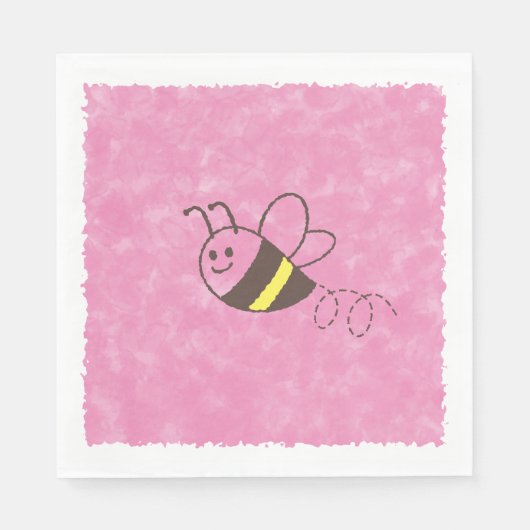 Niedliche Kleine Biene Flying Pink Aquarell Kinder Serviette (Vorderseite)