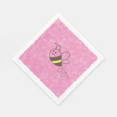 Niedliche Kleine Biene Flying Pink Aquarell Kinder Serviette (Ecke)