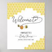 Niedliche Kleine Bienen Honeycomb Babydusche Willk Poster (Vorne)
