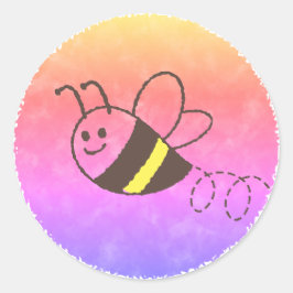 Niedliche Kleine Bienenflying Watercolor Babydusch Runder Aufkleber