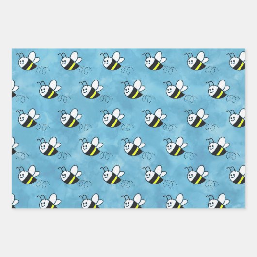 Niedliche Kleine Bienenmuster Wasserfarben Babydus Geschenkpapier Set (Vorderseite 3)