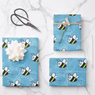 Niedliche Kleine Bienenmuster Wasserfarben Babydus Geschenkpapier Set