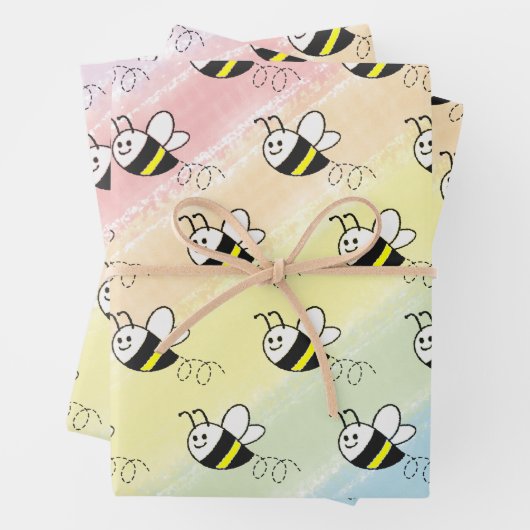 Niedliche Kleine Bienenmuster Wasserfarben Babydus Geschenkpapier Set (Beispiel)