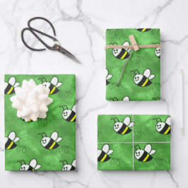 Niedliche Kleine Bienenmuster Wasserfarben Babydus Geschenkpapier Set